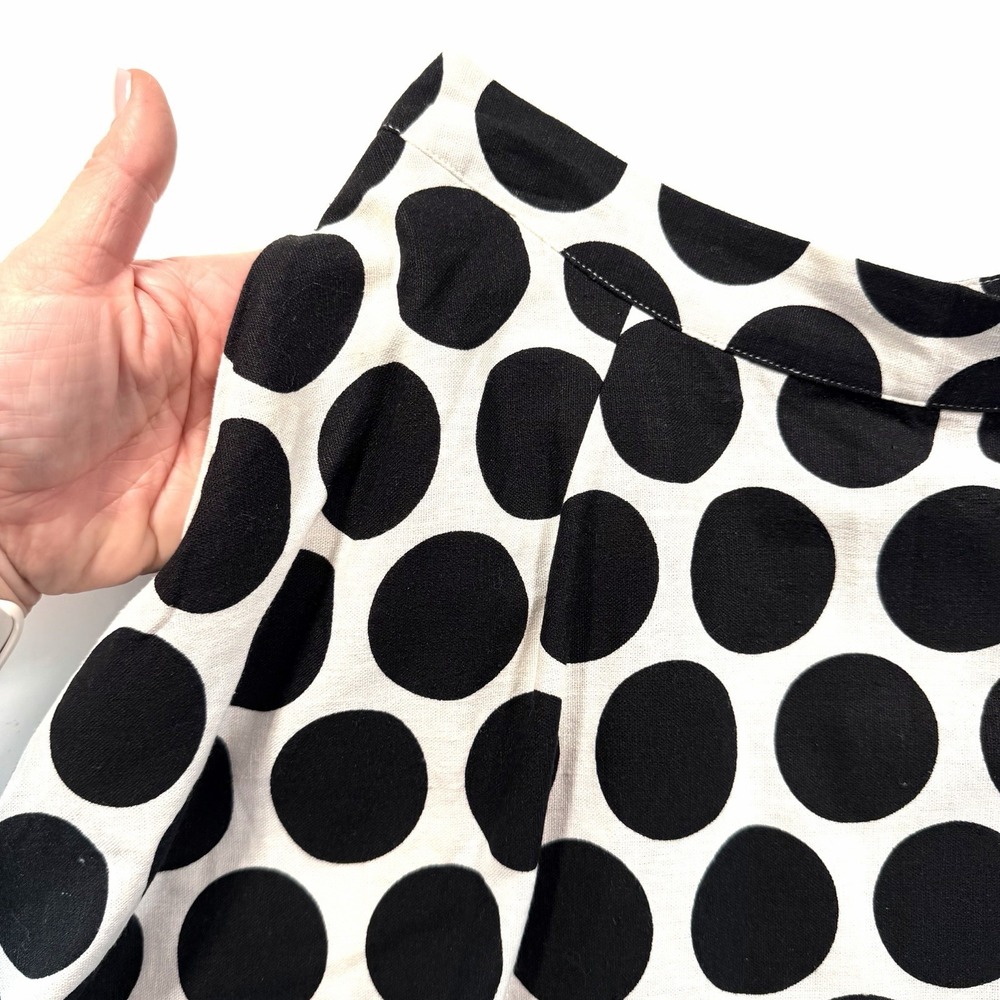 Who What Wear Black & White Polka Dot Midi Skirt NWT Linen Blend 6 - Picture 2 of 9